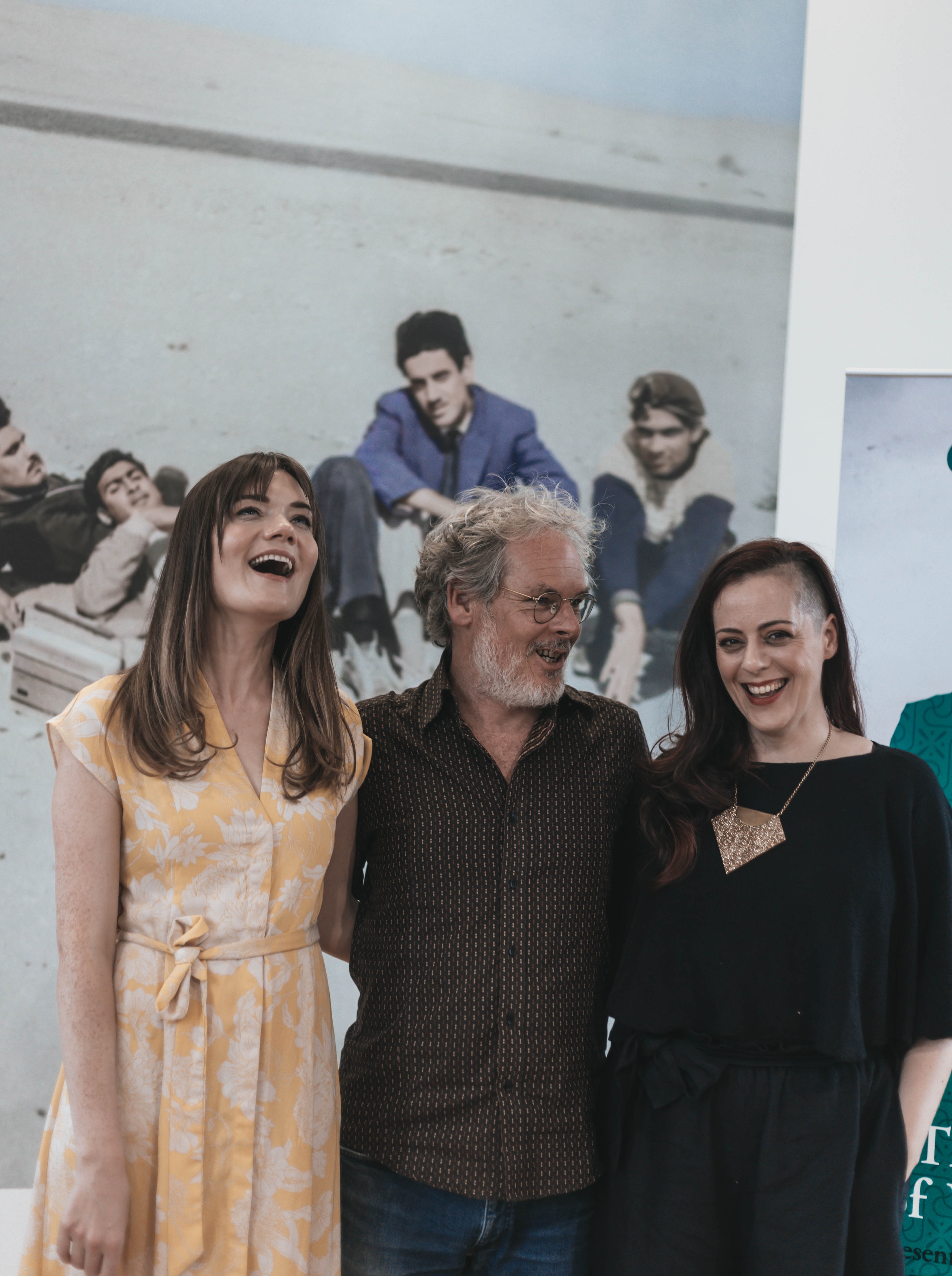 Eithne Shorthall, recipient of John Broderick Writer Residency, with previous recipients Annemarie Ní Churreáin and Keith Payne